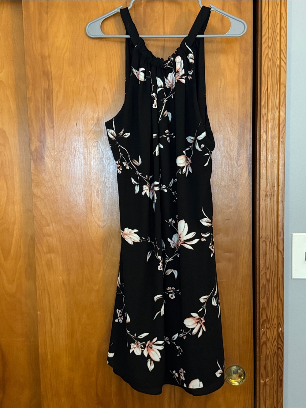 Black Floral Halter Dress - Women